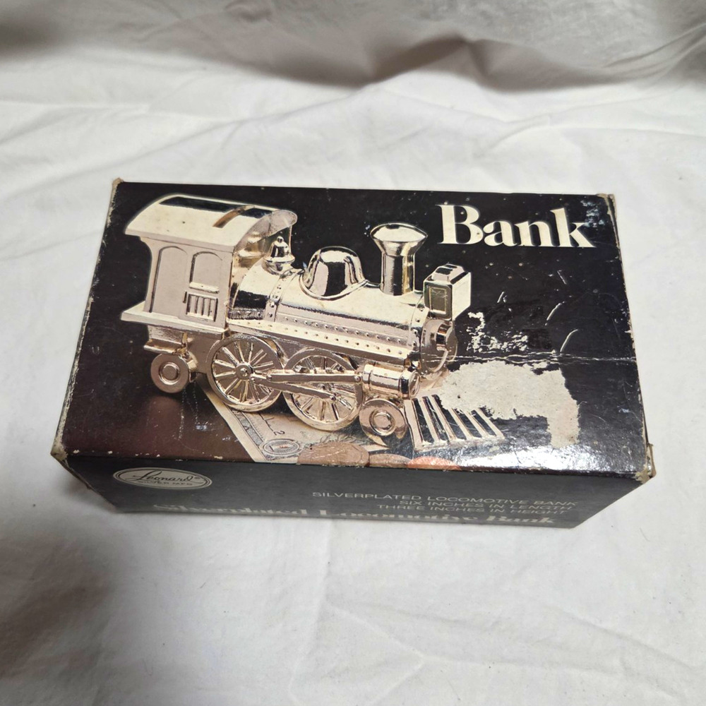 Vtg Leonard Silverplated Locomotive Bank Original Vehicle Theme